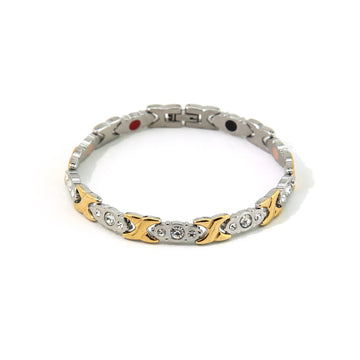 Brilliance - Negative Ion Bracelet, Gold & Stainless Steel with Swarovski Crystals
